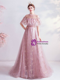 Sexy Pink Tulle Sequins Backless Prom Dress Sexy Pink Tulle Sequins Backless Prom Dress