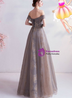 In Stock:Ship in 48 Hours Gray Tulle Sequins Prom Dress