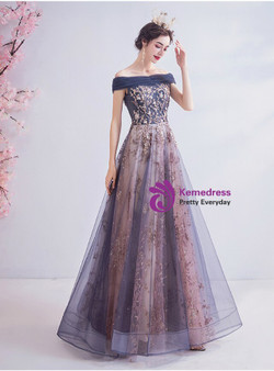 In Stock:Ship in 48 Hours Blue Sequins Prom Dress