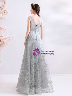 In Stock:Ship in 48 Hours Silver Sequins Prom Dress