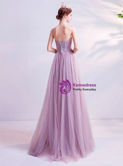 In Stock:Ship in 48 Hours Tulle Pleats Appliques Prom Dress