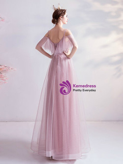 In Stock:Ship in 48 Hours Pink Tulle Beading Prom Dress