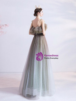 In Stock:Ship in 48 Hours Tulle Sequins Spagehtti Straps Prom Dress