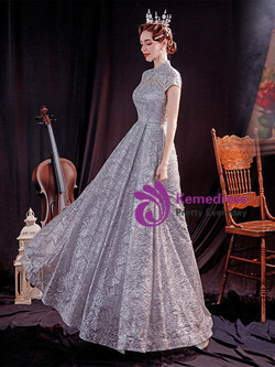 In Stock:Ship in 48 Hours Silver Sequins Backless Prom Dress