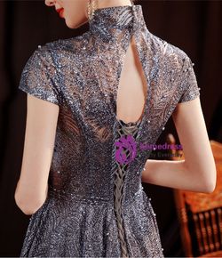 In Stock:Ship in 48 Hours Drak Gray Sequins Prom Dress