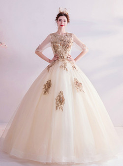 In Stock:Ship in 48 Hours Tulle Short Sleeve Backless Wedding Dress