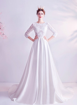In Stock:Ship in 48 Hours White Satin Wedding Dress