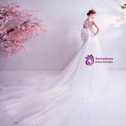 In Stock:Ship in 48 Hours White Lace Tulle Wedding Dress