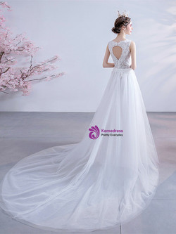 In Stock:Ship in 48 hours Backless Tulle Lace Wedding Dress