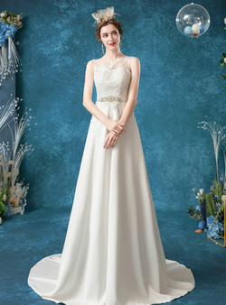 In Stock:Ship in 48 Hours Sexy Back Appliques Wedding Dress