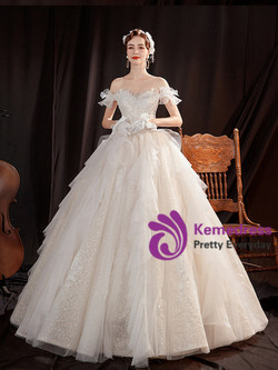In Stock:Ship in 48 Hours Ivory Sequins Wedding Dress