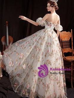 In Stock:Ship in 48 Hours White Print Wedding Dress