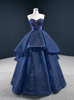 Navy Blue Sweetheart Appliques Beading Prom Dress Navy Blue Sweetheart Appliques Beading Prom Dress