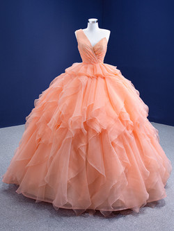 Orange One Shoulder Pleats Beading Prom Dress Orange One Shoulder Pleats Beading Prom Dress
