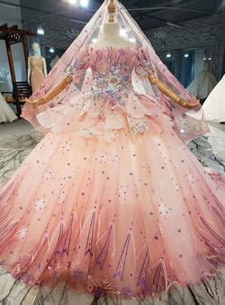 Pink Tulle Sequins Short Sleeve Appliques Flower Girl Dress