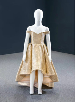Gold Sequins Hi Lo Off the Shoulder Flower Girl Dress