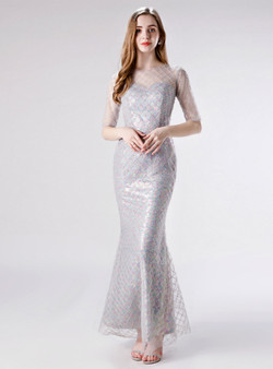 Sexy Gray Mermaid Tulle Sequins Prom Dress Sexy Gray Mermaid Tulle Sequins Prom Dress