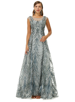 Gray Tulle Beading Sleeveless Long Prom Dress Gray Tulle Beading Sleeveless Long Prom Dress