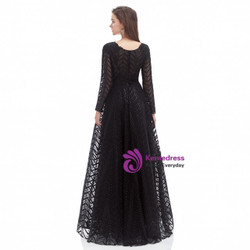 Black Deep V-neck Long Sleeve Tulle Appliques Prom Dress Black Deep V-neck Long Sleeve Tulle Appliques Prom Dress