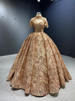 Gold Sequins Beading Off the Shoulder Prom Dress