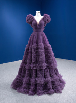 Fabulous Purple Tulle V-neck Pleats Prom Dress Fabulous Purple Tulle V-neck Pleats Prom Dress