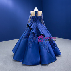 Royal Blue Satin Appliques Beading Prom Dress Royal Blue Satin Appliques Beading Prom Dress