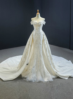 Mermaid Tulle Beading Sequins Prom Dress With Removable Train