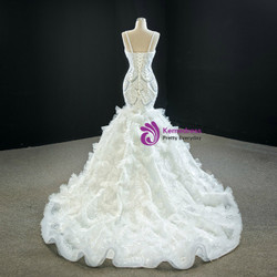 Sexy White Mermaid Beading Sequins Tulle Spagehtti Straps Prom Dress