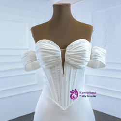 Sexy White Mermaid Satin Organza Sweetheart Pleats Wedding Dress Sexy White Mermaid Satin Organza Sweetheart Pleats Wedding Dress