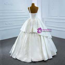 White Satin One Shoulder Lace Beading Wedding Dress
