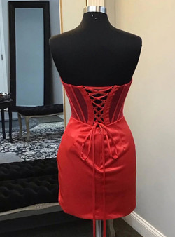 Red Satin Strapless Pleats Homecoming Dress Red Satin Strapless Pleats Homecoming Dress