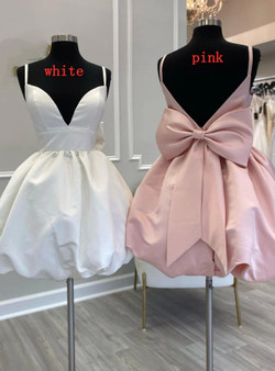 White Satin Spaghetti Straps Homecoming Dress