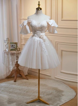 Ivory Tulle Sequins Appliques Homecoming Dress Ivory Tulle Sequins Appliques Homecoming Dress