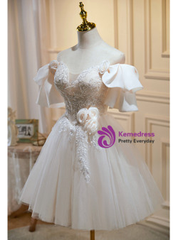 Ivory Tulle Sequins Appliques Homecoming Dress Ivory Tulle Sequins Appliques Homecoming Dress