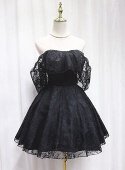 Black Lace Strapless Homecoming Dress