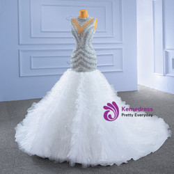 Heavy Beading Mermaid Beading Crystal Luxury Wedding Dress
