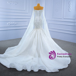 White Mermaid Heavy Beading Sequins Off the Shoulder Wedding Dress