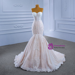 Champagne Mermaid Tulle Lace Sweetheart Wedding Dress With Shawl Champagne Mermaid Tulle Lace Sweetheart Wedding Dress With Shawl