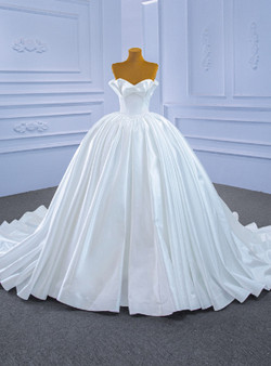 White Ball Gown Satin Sweetheart Wedding Dress