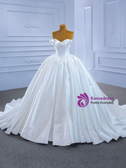 White Ball Gown Satin Sweetheart Wedding Dress
