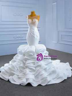 Sexy White Mermaid Pleats Beading Wedding Dress Sexy White Mermaid Pleats Beading Wedding Dress