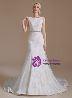 White Mermaid Lace Appliques Beading Wedding Dress White Mermaid Lace Appliques Beading Wedding Dress