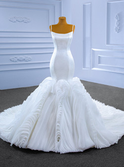 White Mermaid Tulle Spaghetti Straps Wedding Dress White Mermaid Tulle Spaghetti Straps Wedding Dress