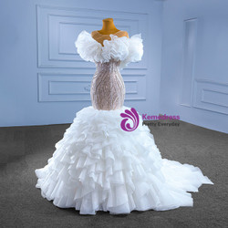 White Mermaid Tulle Sequins Beading Wedding Dress