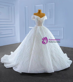 Ball Gown White Tulle Sequins Off the Shoulder Beading Wedding Dress Ball Gown White Tulle Sequins Off the Shoulder Beading Wedding Dress