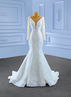 White Mermaid Lace Long Sleeve Wedding Dress White Mermaid Lace Long Sleeve Wedding Dress