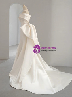 Ivory White Mermaid Satin Off the Shoulder Wedding Dress