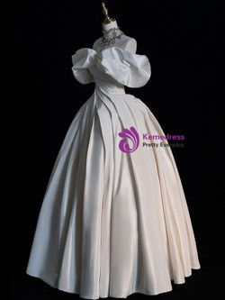 Gorgeous White Satin Off the Shoulder Wedding Dress