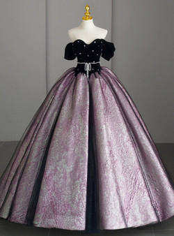 Black Velvet Short Sleeve Off the Shoulder Prom Dress