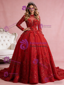 Long Sleeve Sequins Tulle Backless Appliques Prom Dress